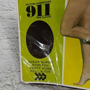 VTG Pantyhose Brown Sheer Womens M Daytons Stretch Office Deadstock Cottagecore